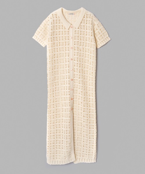 ワンピース CROCHET HAND KNIT S/S MAXI ONE-PIECE