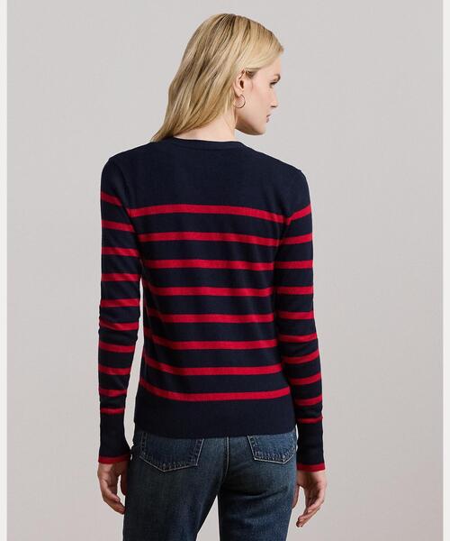 LAUREN RALPH LAUREN / ローレン ラルフ ローレン ストライプド コットンブレンド カーディガン ストライプド コットンブレンド カーディガン