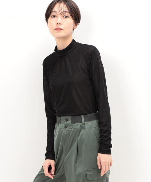 tシャツ リブジャージー ハイネックプルオーバー レディース
