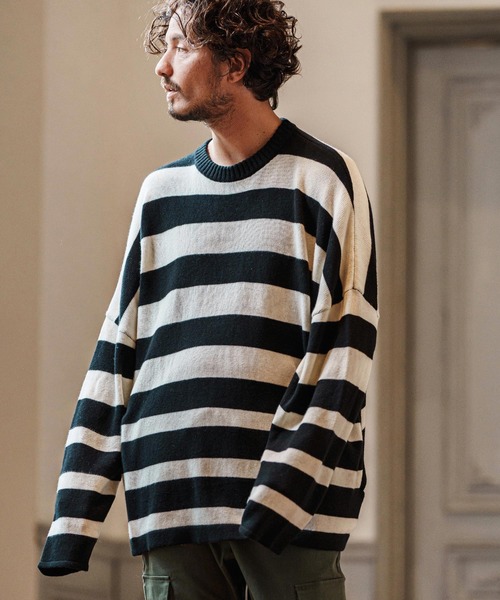 CAMBIO（カンビオ） セーター ニット mn3079- Cashmere Blend Border 