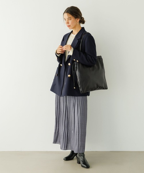 A.P.C. ブラックフェイクレザートートバッグ　巾着 kb143.jpg