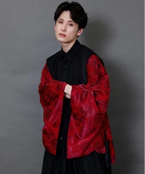 REZEN シャツ 狩衣風切替和袖シャツ メンズ レディース