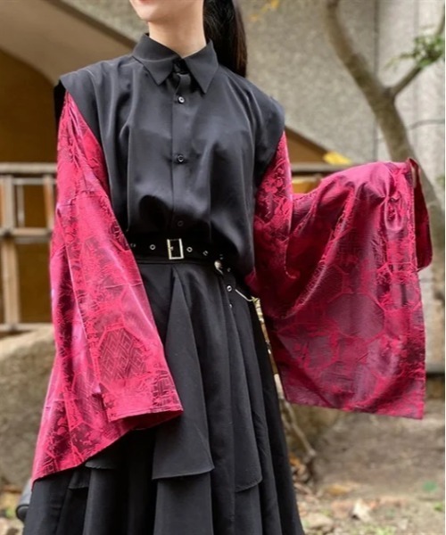 REZEN（リゼン） シャツ 狩衣風切替和袖シャツ メンズ レディース