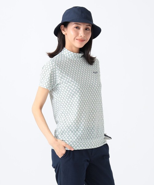 tシャツ 「UVカット/吸水速乾/伸縮性」PURPLE LABEL / ミニアーガイル ストレッチ モックネック シャツ レディース BEAMS GOLF tシャツ 「UVカット/吸水速乾/伸縮性」PURPLE LABEL