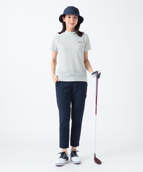 tシャツ 「UVカット/吸水速乾/伸縮性」PURPLE LABEL / ミニアーガイル ストレッチ モックネック シャツ レディース BEAMS GOLF tシャツ 「UVカット/吸水速乾/伸縮性」PURPLE LABEL