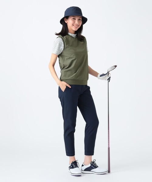 tシャツ 「UVカット/吸水速乾/伸縮性」PURPLE LABEL / ミニアーガイル ストレッチ モックネック シャツ レディース BEAMS GOLF tシャツ 「UVカット/吸水速乾/伸縮性」PURPLE LABEL