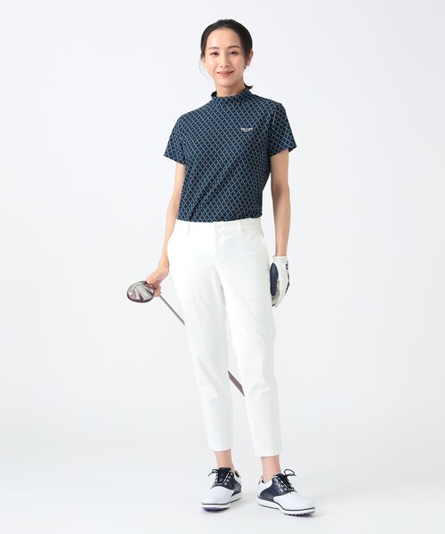 tシャツ 「UVカット/吸水速乾/伸縮性」PURPLE LABEL / ミニアーガイル ストレッチ モックネック シャツ レディース BEAMS GOLF tシャツ 「UVカット/吸水速乾/伸縮性」PURPLE LABEL
