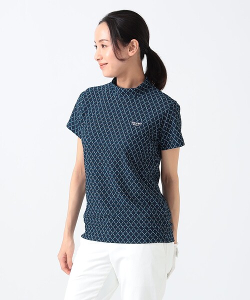 tシャツ 「UVカット/吸水速乾/伸縮性」PURPLE LABEL / ミニアーガイル ストレッチ モックネック シャツ レディース BEAMS GOLF tシャツ 「UVカット/吸水速乾/伸縮性」PURPLE LABEL