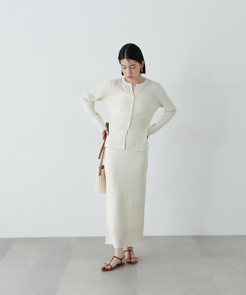 N.Natural Beauty Basic セットアップ 柄編みニットセットアップ