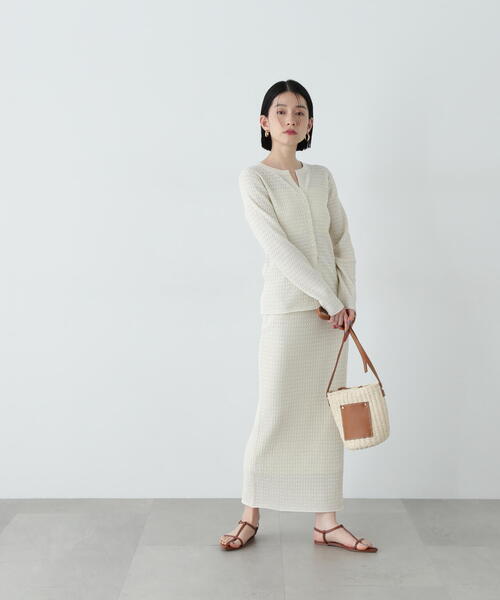 N.Natural Beauty Basic セットアップ 柄編みニットセットアップ