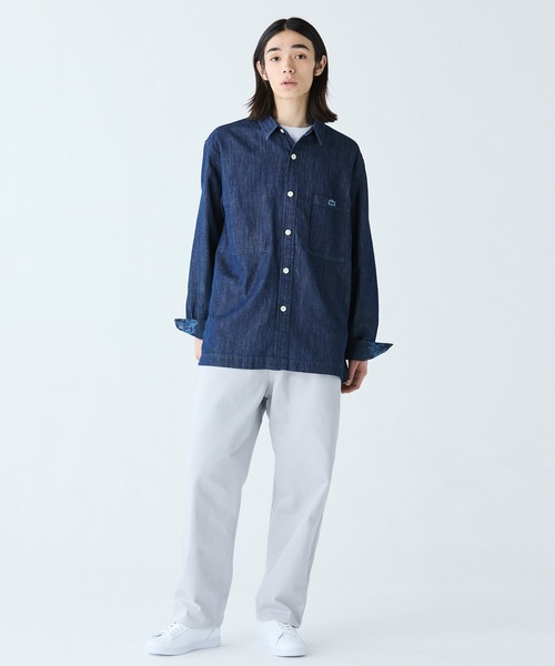 LACOSTE シャツ コットンリネンデニムシャツジャケット メンズ