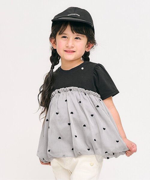 liten. ハート刺繍　トップス apres les cours tシャツ 「ジュニア対応」ハート刺繍バルーン