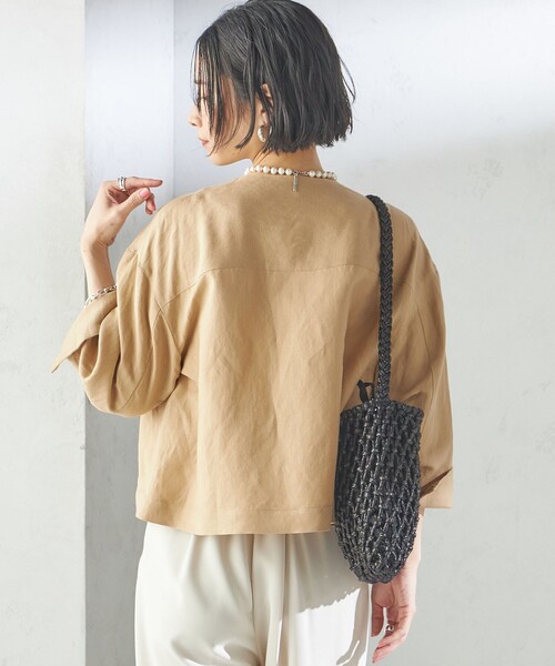 ブラウス シャツ SHIPS Primary Navy Label:麻 レーヨン ノーカラー 羽織 レディース セール】SHIPS Colors:〈手洗い可能〉サテン ハイネック タック