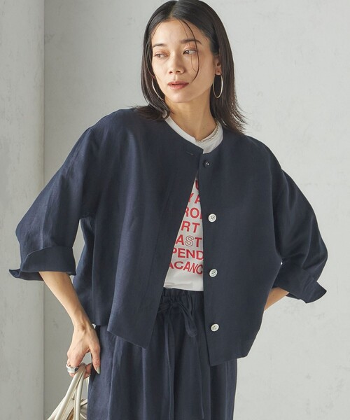 PISANO ネイビー 刺繍ジャガード織りブラウス　羽織　3L PISANO ネイビー 刺繍ジャガード織りブラウス 羽織 3L