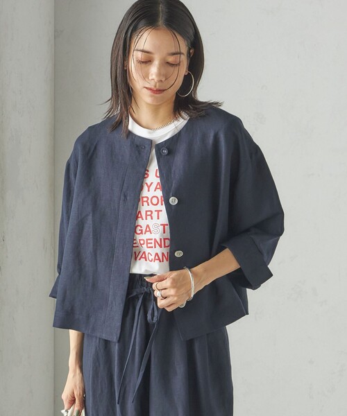 SHIPS（シップス） ブラウス シャツ SHIPS Primary Navy Label:麻