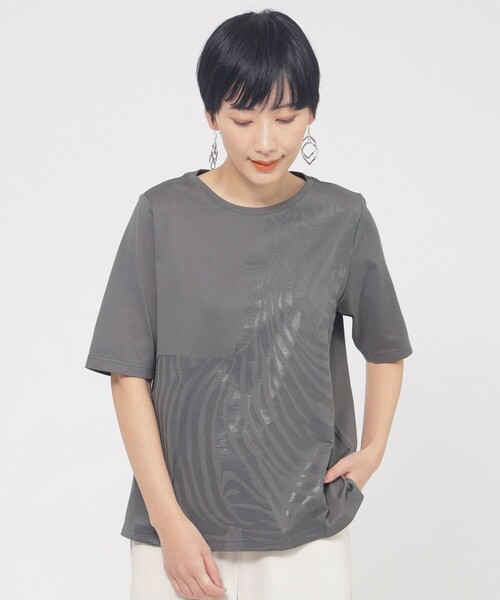 tシャツ 「ウォッシャブル」シャドーゼブラプリントカットソー レディース