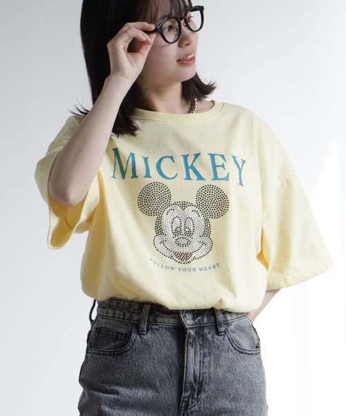 香港ディズニーランド　ラインストーン　パーティー　ミッキーTシャツ　Lサイズ ディズニー 香港ディズニー 半袖 Tシャツ ミッキー ライン