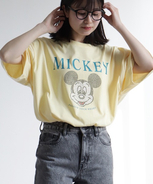 香港ディズニーランド　ラインストーン　パーティー　ミッキーTシャツ　Lサイズ 香港ディズニーランドラインストーンパーティーミッキーTシャツL
