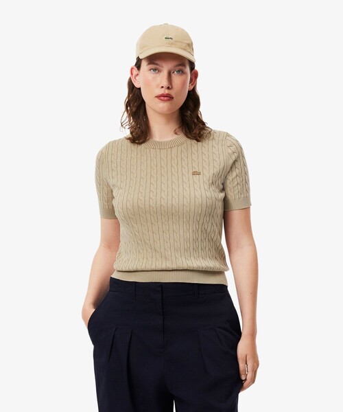 シンプル＆モード！雑誌掲載【LACOSTE】ケーブルニットＴシャツ ケーブルニットTシャツ AF9277 - ラコステ（LACOSTE）公式
