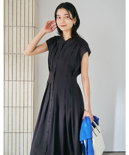 新品タグ付【green label relaxing】フレンチスリーブワンピース green label relaxing ワンピース カッセン ウエストタック