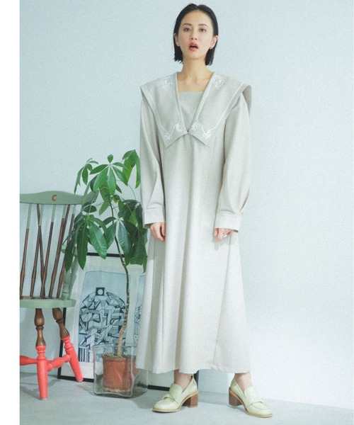 ROSE BUD 「ROSE BUD」 長袖ワンピース FREE ネイビー