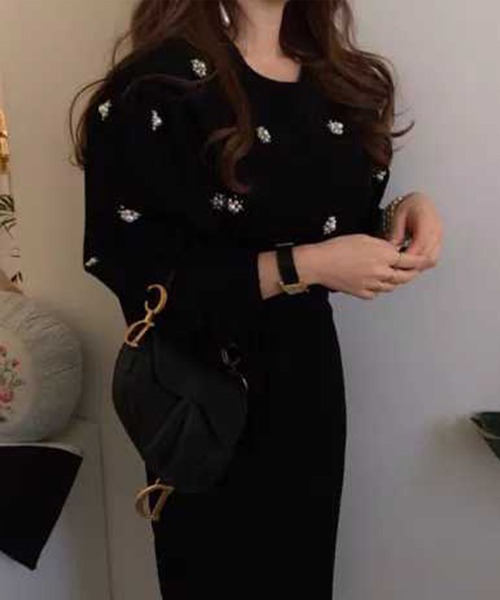 「Jasmine Grandiflorum」 長袖ワンピース MEDIUM ブルー レディース_画像9