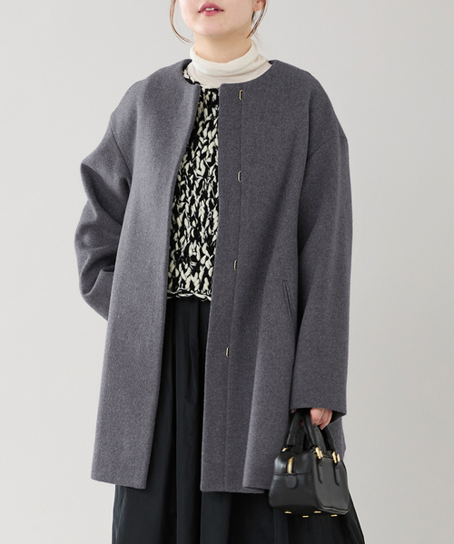 IENA（イエナ） ノーカラーコート 38 グレー レディース : ZOZOTOWN