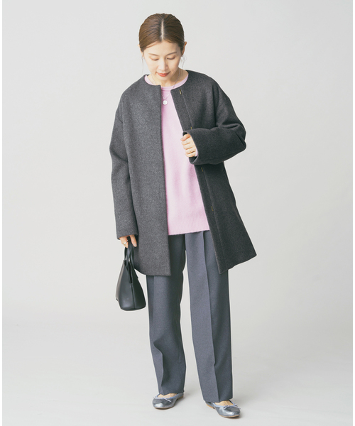 IENA（イエナ） ノーカラーコート 38 グレー レディース : ZOZOTOWN