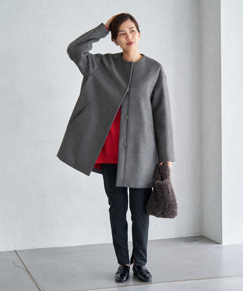 IENA（イエナ） ノーカラーコート 38 グレー レディース : ZOZOTOWN