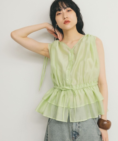 ブラウス シャツ ドロストショートシャツ/春服/夏服 レディース KBF ブラウス シャツ ドロストシアートップス レディース