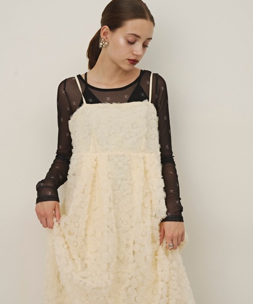 VIOLETTA ワンピース フラワーチュールキャミドレス : ZOZOTOWN