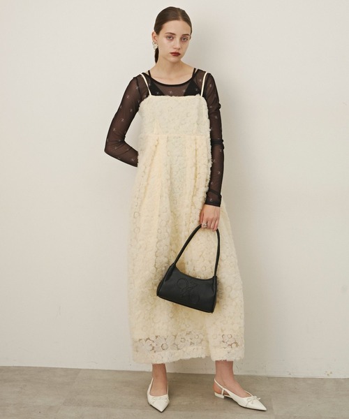 VIOLETTA ワンピース フラワーチュールキャミドレス : ZOZOTOWN