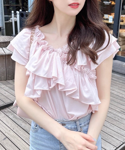 INGNI（イング） tシャツ オフショルフリルトップス レディース