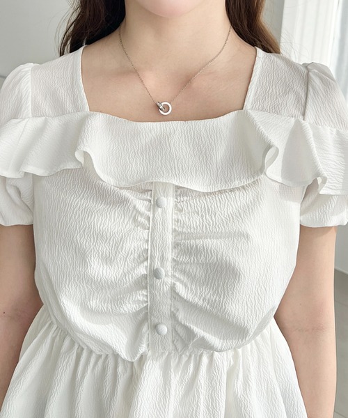 THREE SQUARE スリースクエア 裏起毛★ フリル チュニック ペプラム トップス Sz.F レディース 白 THREE SQUARE]ペプラムコンビプルオーバー | KOBUNSHA SELECT SHOP