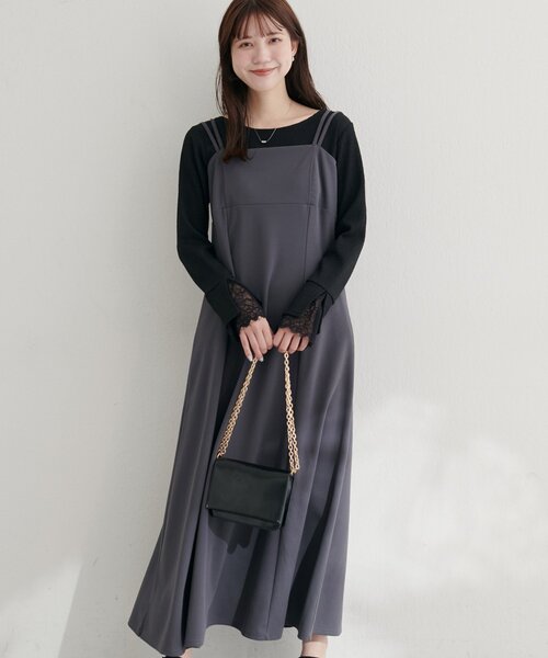 natural couture ワンピース カットジョーゼットキャミワンピース