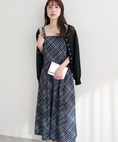 natural couture ワンピース カットジョーゼットキャミワンピース