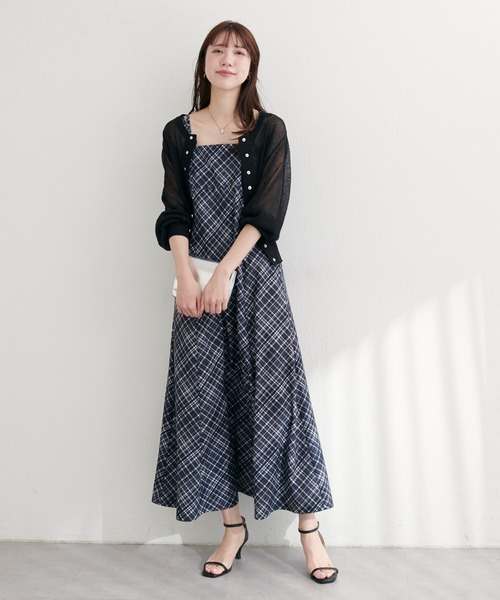 natural couture ワンピース カットジョーゼットキャミワンピース