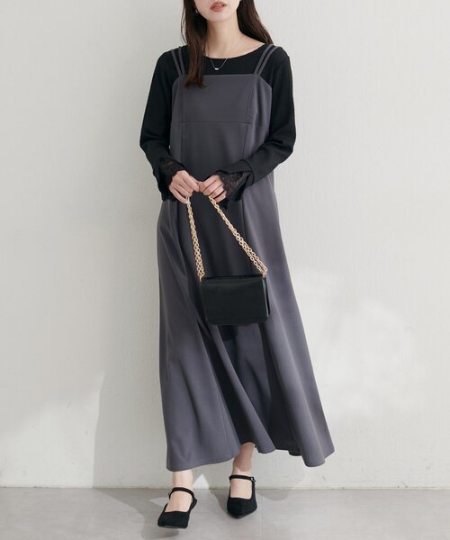natural couture ワンピース カットジョーゼットキャミワンピース