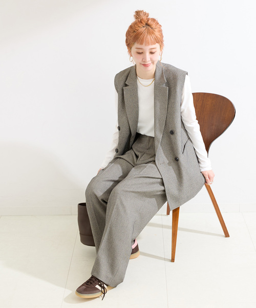 パンツ ジレ+2タックパンツセット レディース B.C STOCK パンツ 「追加2」「2点セット」ジレ+2タックパンツ