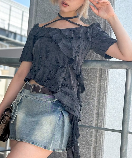 SpRay tシャツ ブロークンフリルカットソー レディース