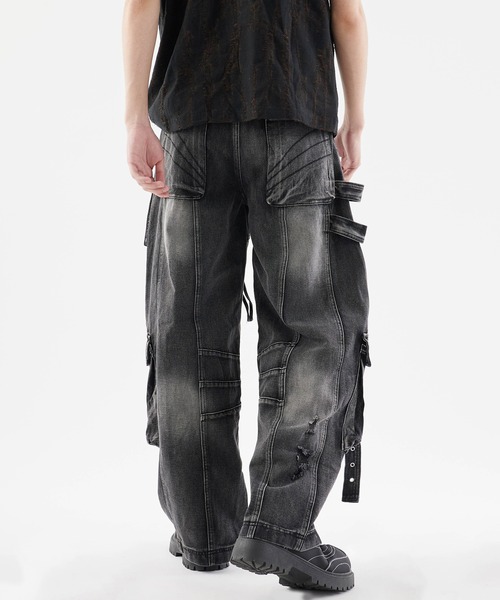 Theater code ジーンズ Cargo denim pants with design belt/デザイン