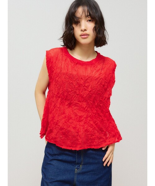 ベスト ジレ MIDIUMISOLID for Ladies シアーワッシャーベスト レディース