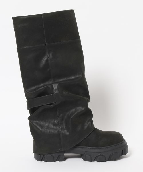 JEANASIS ブラック ロングブーツ 厚底 JEANASIS ブーツ ルーズFITロングブーツ/581263 レディース