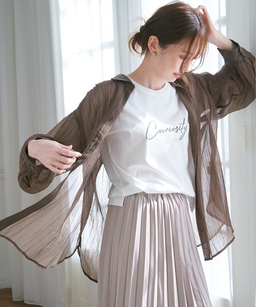 ikka（イッカ） ブラウス シャツ シアーバックシャーリングシャツ