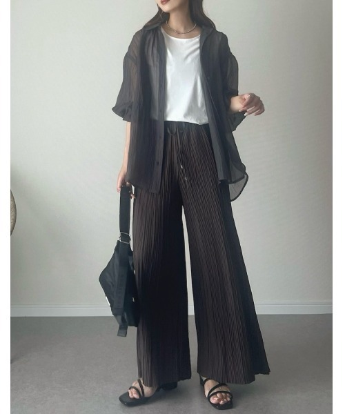 ikka（イッカ） ブラウス シャツ シアーバックシャーリングシャツ