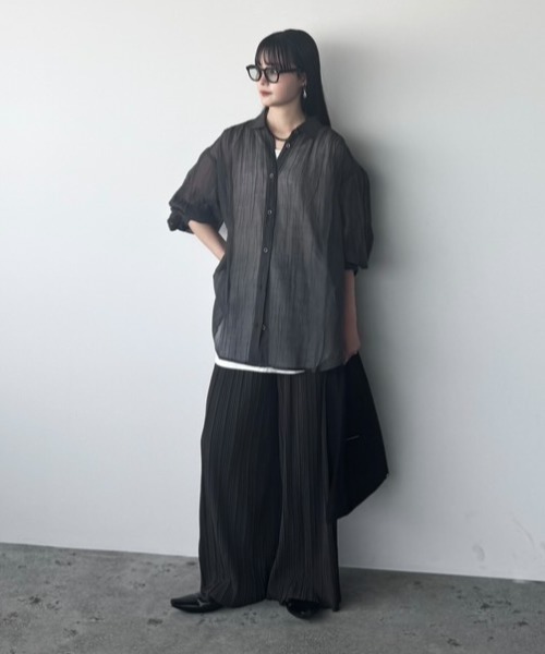 ikka（イッカ） ブラウス シャツ シアーバックシャーリングシャツ