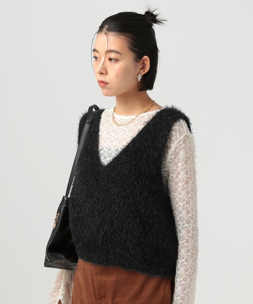 極美品♡ ビアズリー 前後2way ショートベスト 24SS サイズフリー BAYFLOW（ベイフロー） ベスト ジレ 「前後2WAY」ショートファーベスト