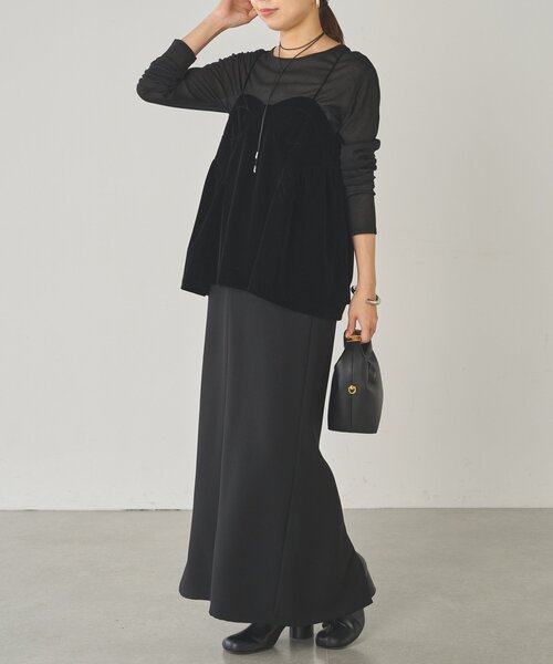 セールまもなく終了Loungedressジャガードキャミタックブラウス Loungedress ブラウス シャツ ベルベットキャミブラウス