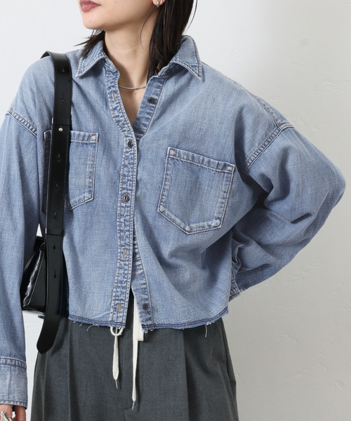 ブラウス シャツ 「追加」ライトオンスデニムクロップドシャツ レディース JOURNAL STANDARD ブラウス シャツ 「追加」ライトオンスデニム
