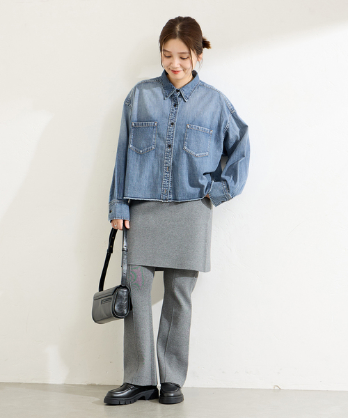 ブラウス シャツ 「追加」ライトオンスデニムクロップドシャツ レディース JOURNAL STANDARD ブラウス シャツ 「追加」ライトオンスデニム